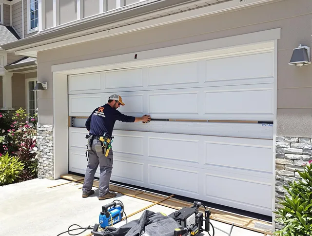 Fountainebleau Garage Door Repair team performing complete garage door replacement at Fountainebleau residence