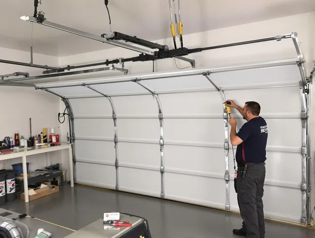 Fountainebleau Garage Door Repair certified technician performing overhead door system repair in Fountainebleau